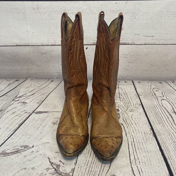 Montana Cowboy Boots Mens 7E Brown Leather‎ Pull On Western Pointed Toe main image 6